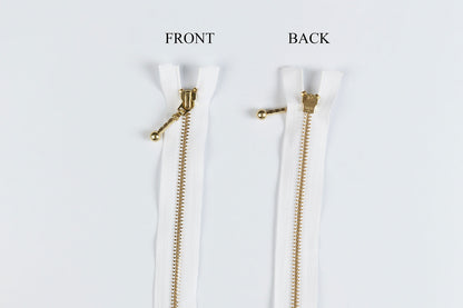 White Color Ykk Zip with Golden chain 20 25 inches