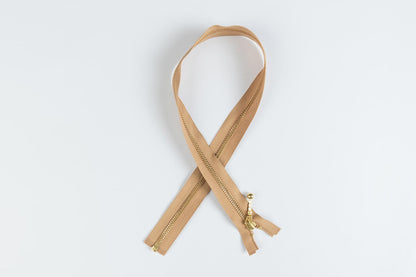 Beige Color Ykk 30 Inches Metal Zip with golden chain