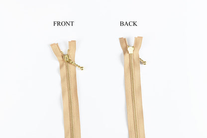 Beige Color Ykk 30 Inches Metal Zip with golden chain