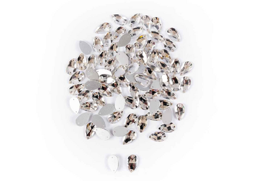 Mohan Shoppe Silver Leaf/Drop Glass Stone Package of 100 Pieces