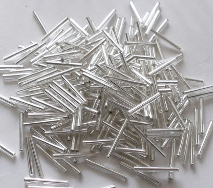 Bugle Beads/Pipe Beads for Maggam & Aari Embroidery, Beading & Jewelry Making, Metallic Shine Glass Beads, Ideal for Saree & Blouse Decoration, Craft & DIY Projects
