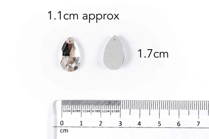 Mohan Shoppe Silver Leaf/Drop Glass Stone Package of 100 Pieces