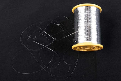 Mohan Shoppe Flat Badla (Metallic Yarn) Thread for Embroidery Work, Beading, Jewlery Making and Crafts, 1 Roll